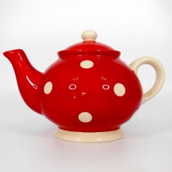 Théière rouge pois blanc