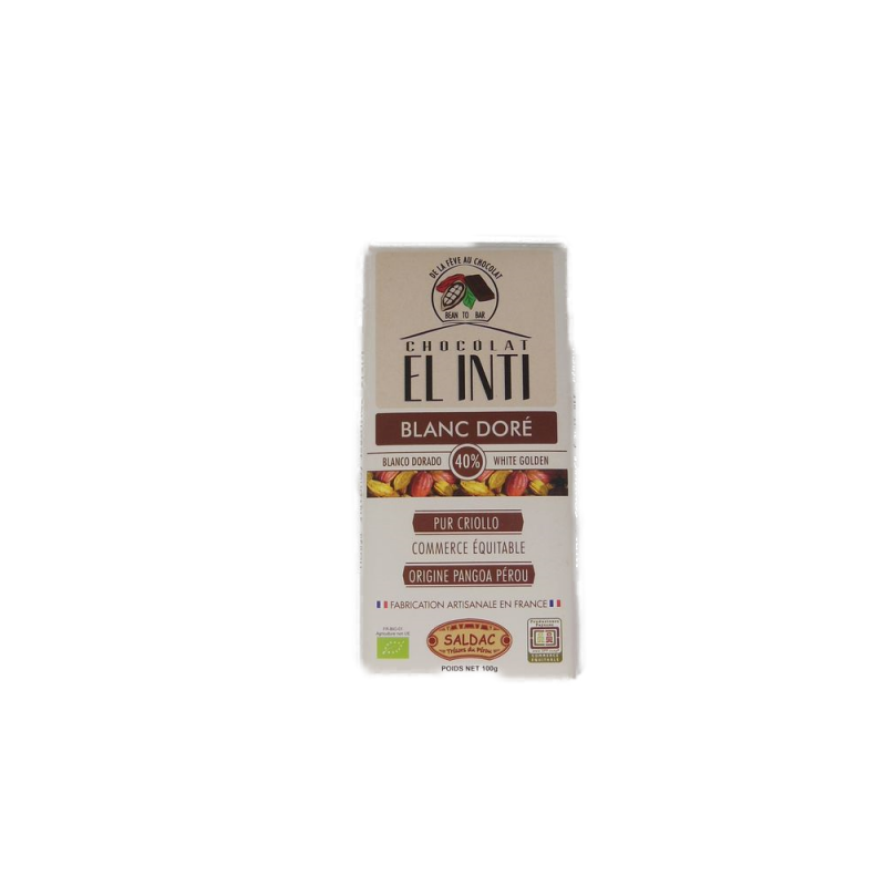 Tablette chocolat blanc doré bio Tablette chocolat blanc doré bio